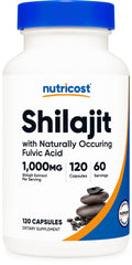 Nutricost frasco frontal mostrando 120 cápsulas y beneficio de dosificación clara