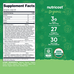 Polvo verde de Nutricost mostrando textura fina y mezcla homogénea