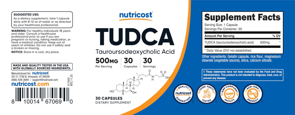 Lifestyle Nutricost Tudca en mesa de cocina que sugiere integración diaria sencilla