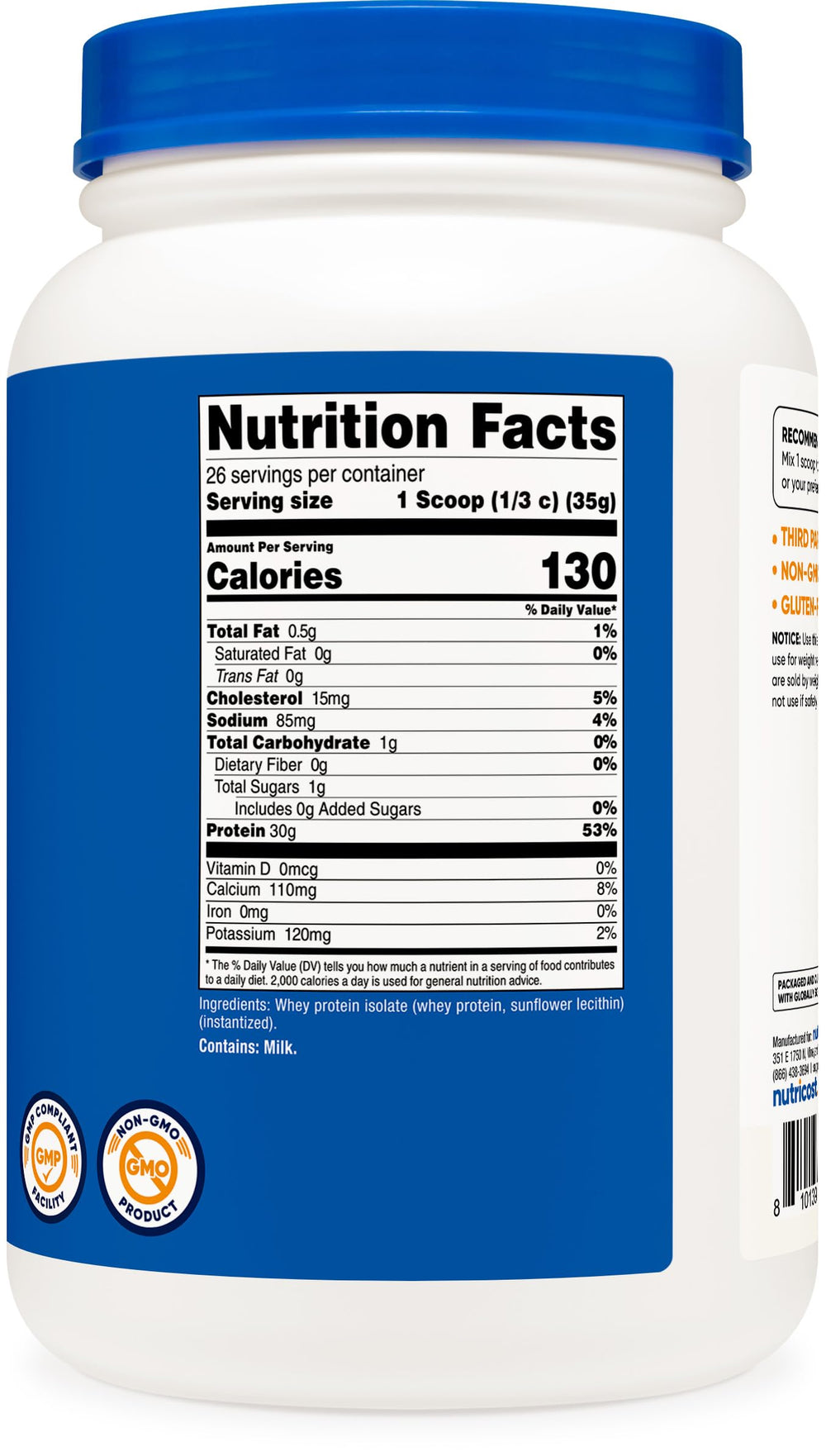 Nutricost detalle de la etiqueta y tabla nutricional para información clara