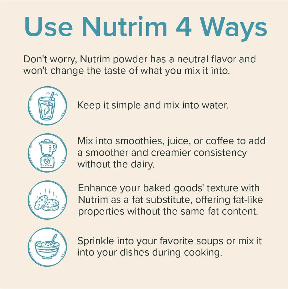 NUTRIM etiqueta información nutricional indicando beta-glucanos por porción