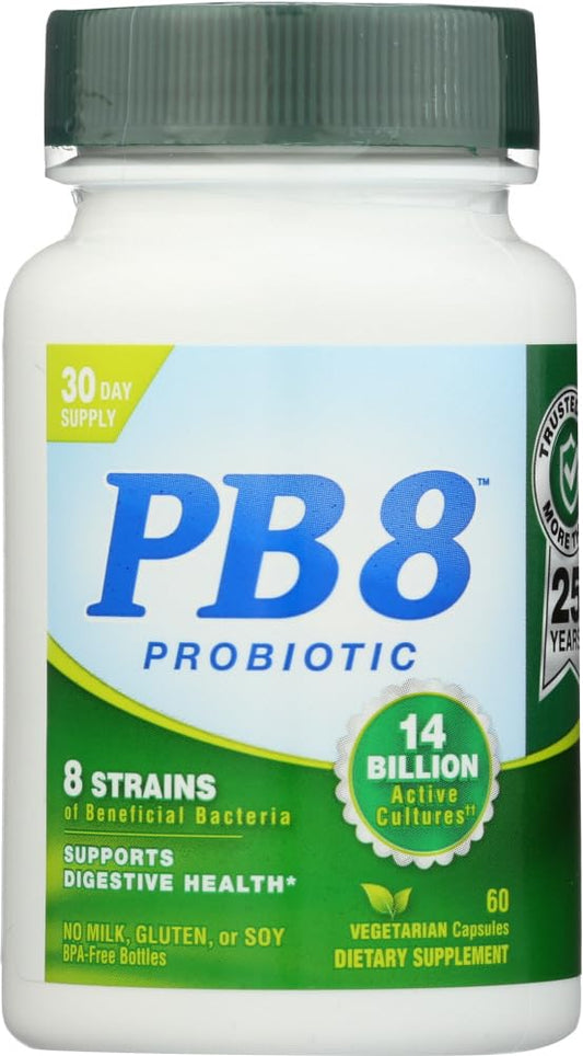 Nutrition Now PB 8 frasco frontal mostrando el envase para soporte digestivo diario