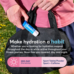 Nuun etiqueta con lista de electrolitos y ventajas limpias del producto