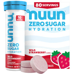 Nuun tubo frontal fresa silvestre mostrando el envase y conveniencia