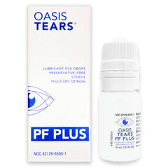 Oasis TEARS frasco frontal mostrando etiqueta clara y tamaño 10 mL, hidratación confiable