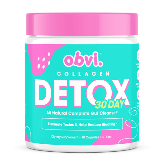 Obvi Detox bottle front view with 90 capsules for a 30-day routine.