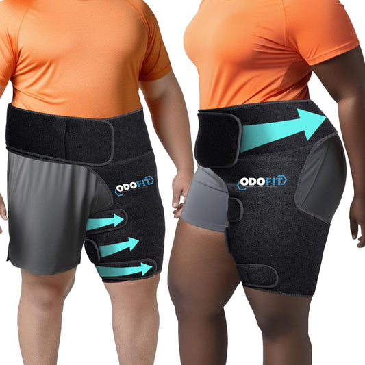 ODOFIT vista frontal del empaque y la faja mostrando beneficio de soporte