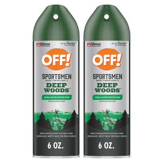 OFF! Deep Woods Sportsmen vista frontal del envase muestra tamaño portátil
