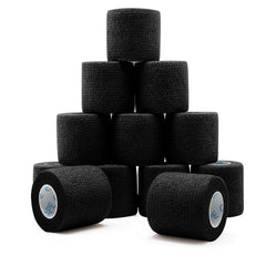 OK TAPE paquete frontal mostrando 12 rollos negros, práctico y compacto