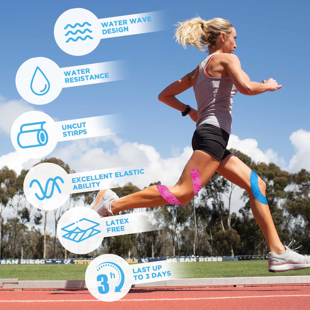 OK TAPE pro aplicada en muslo ofreciendo soporte flexible