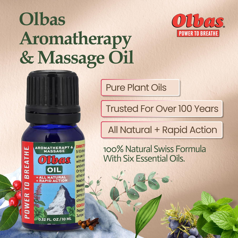 Olbas frasco con enfoque en etiqueta, claridad de ingredientes y origen suizo