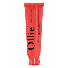 Ollie empaque frontal Clean Cinnamon mostrando sello de 10% HAp y beneficio remineralizante