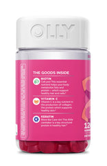 OLLY etiqueta cercana mostrando ingredientes y beneficios