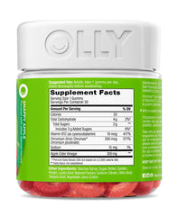 Gomitas OLLY Metabolism al lado de una manzana fresca destacando sabor apple