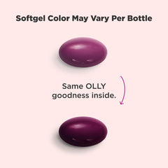 OLLY primer plano de softgel que resalta suavidad y fácil ingestión