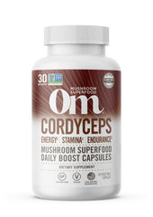 OM MUSHROOM envase frontal mostrando marca y beneficios