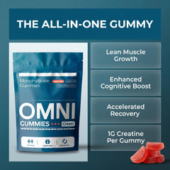 Omni gummies gominola en mano para tomar fácil y sin polvo
