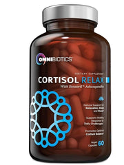 OmniBiotics frasco frontal mostrando cápsulas y diseño, confianza en calidad