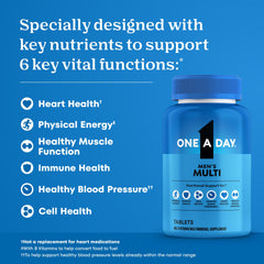 One A Day frasco abierto con tabletas visibles para suministro prolongado