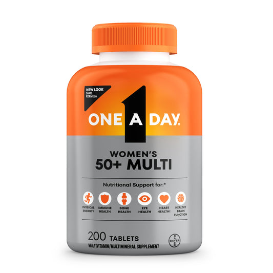 ONE A DAY envase frontal mostrando multivitamínico para mujer 50+ y beneficio diario
