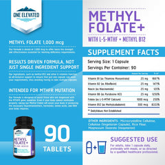 One Elevated etiqueta detallada con ingredientes y dosis visibles para confianza