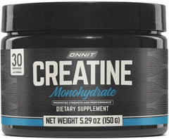 ONNIT Creatine Monohydrate powder jar shows premium packaging for muscle support