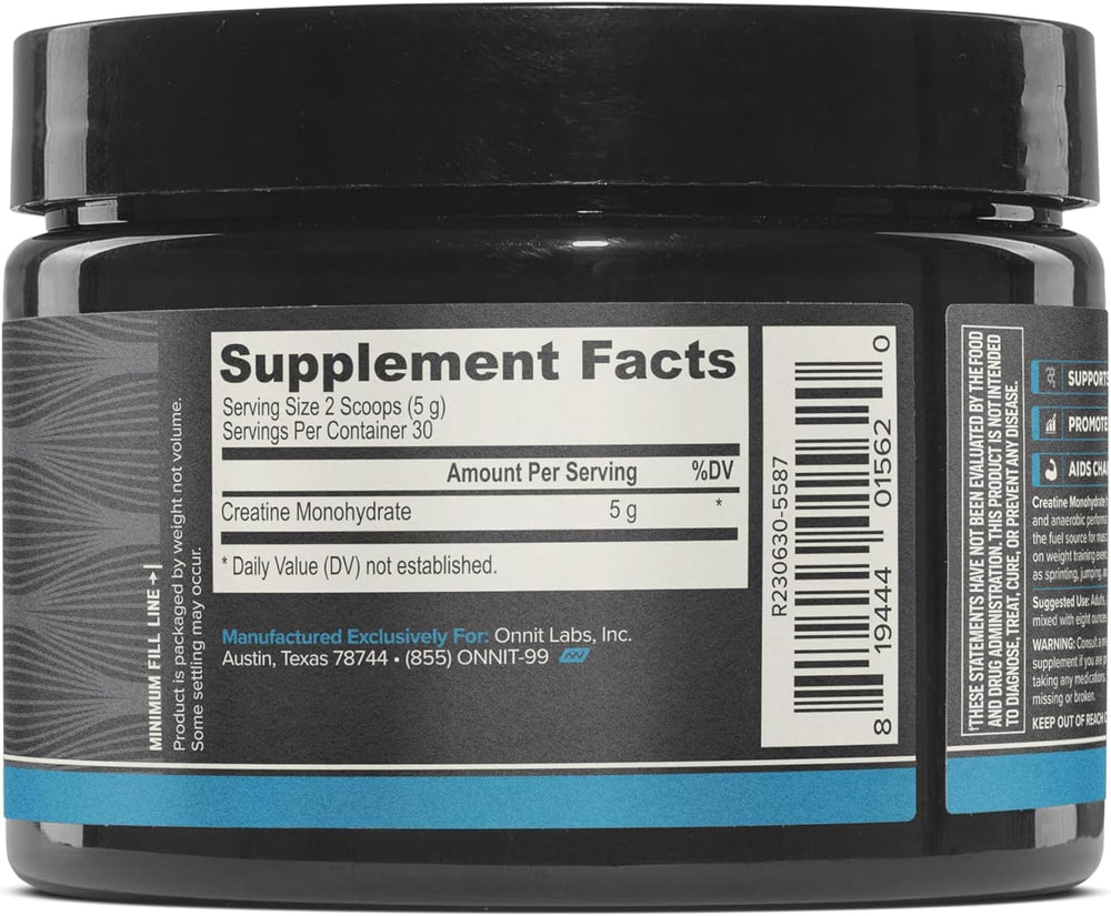 ONNIT Creatine Monohydrate powder scoop highlights convenient on-the-go serving