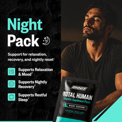 ONNIT Total Human caja en contexto lifestyle sobre mesa, integración en rutinas activas
