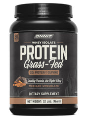 ONNIT tarro frontal del producto mostrando etiqueta y beneficio de proteína pura