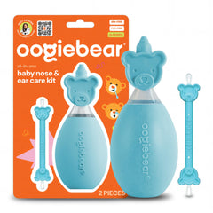 oogiebear vista frontal del kit azul con piezas visibles, práctico para padres