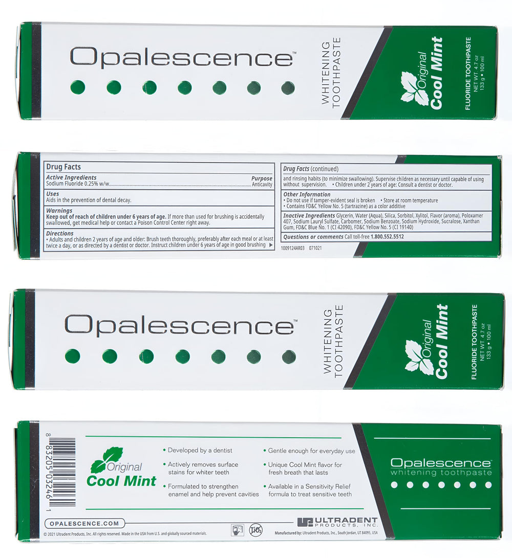 Opalescence comparación antes y después indicando mejora estética dental