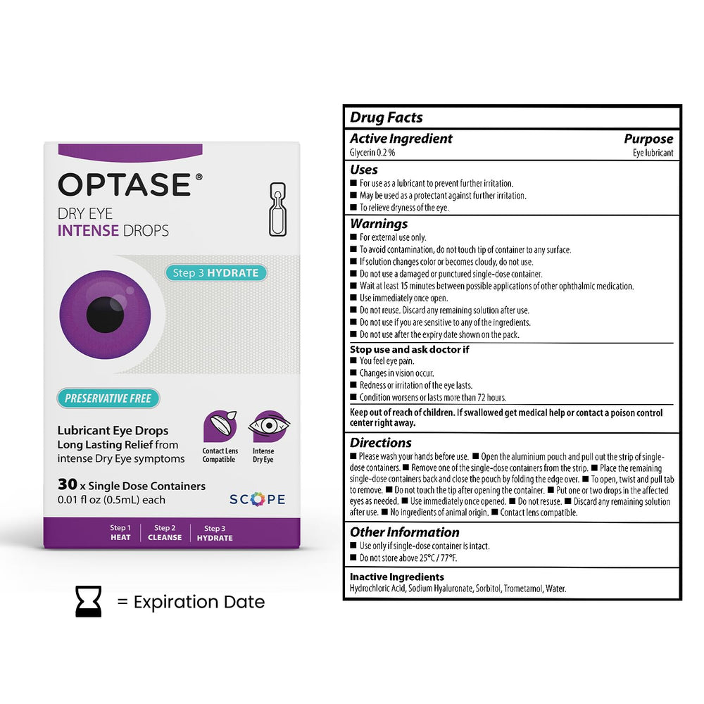 Detalle de un vial Optase Dry Eye Intense para apreciar la boquilla y textura para aplicación precisa