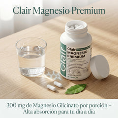 Optifusion Clair cápsula abierta mostrando textura del polvo para observar la mezcla de magnesios