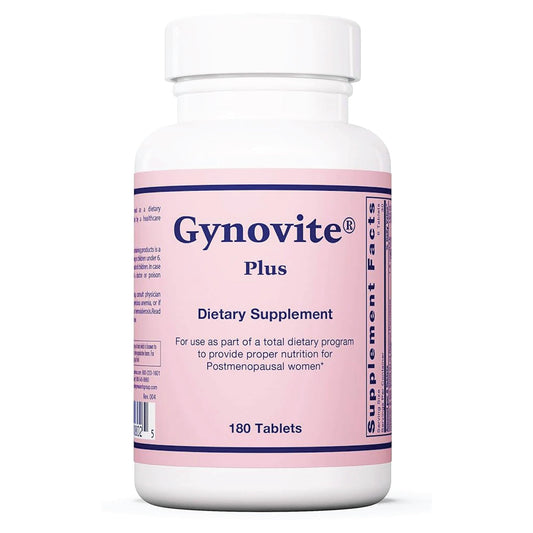 Optimox Gynovite bottle front view supporting postmenopause comfort and daily vitality