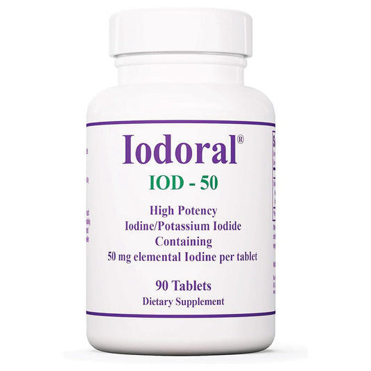 Optimox Iodoral 50 mg en frasco, uso diario cómodo.
