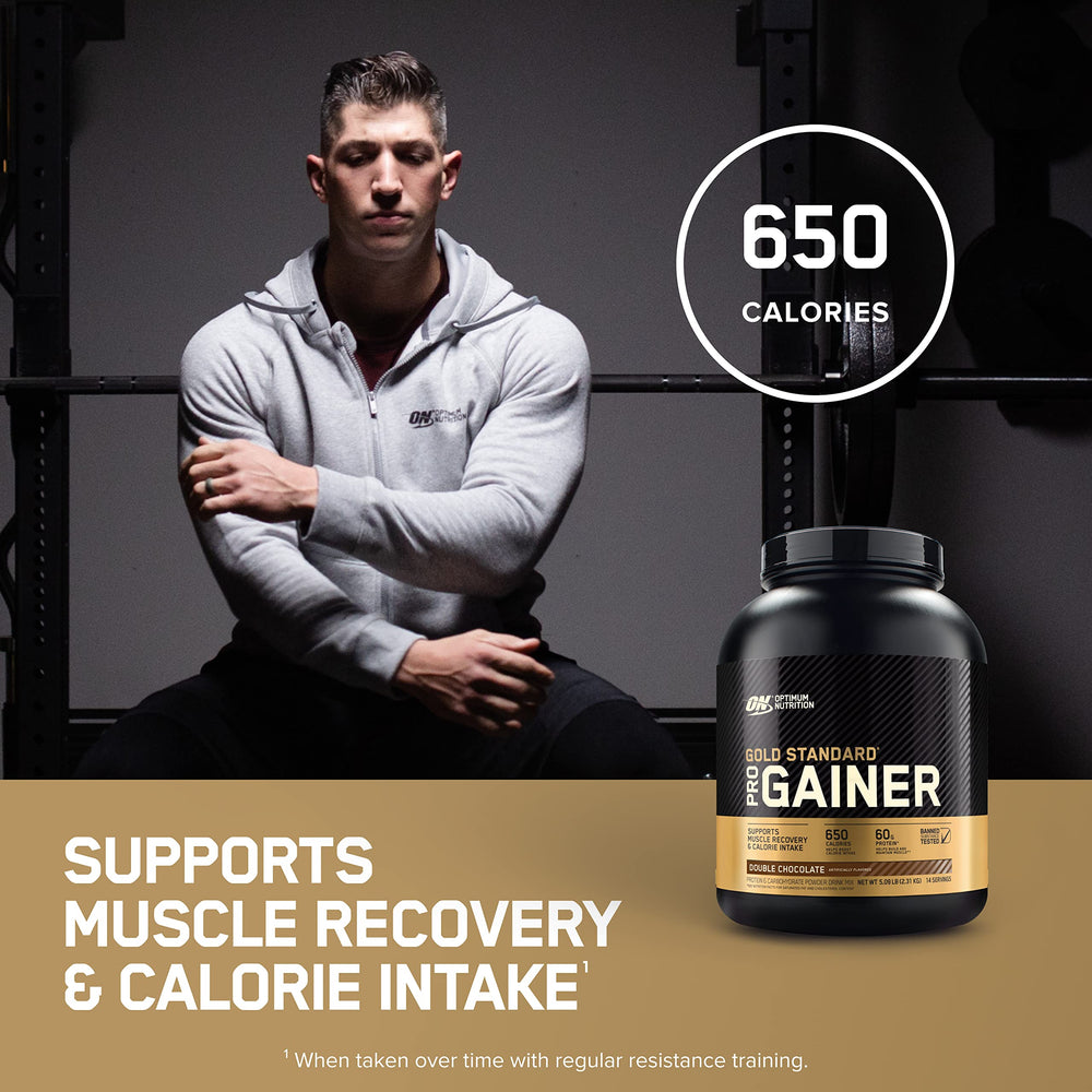 Optimum Nutrition batido servido en vaso después del entrenamiento, ayuda a la recuperación