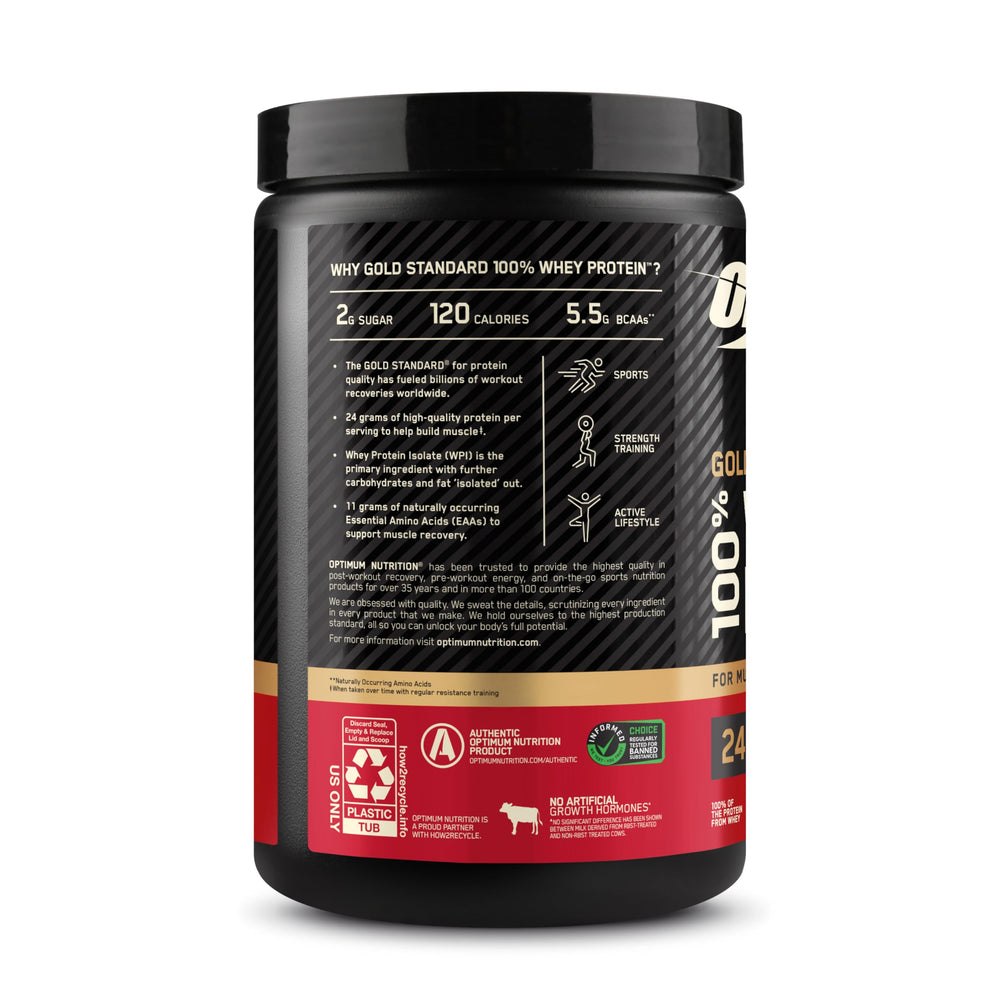 Optimum Nutrition producto en gimnasio transmitiendo uso práctico antes o después