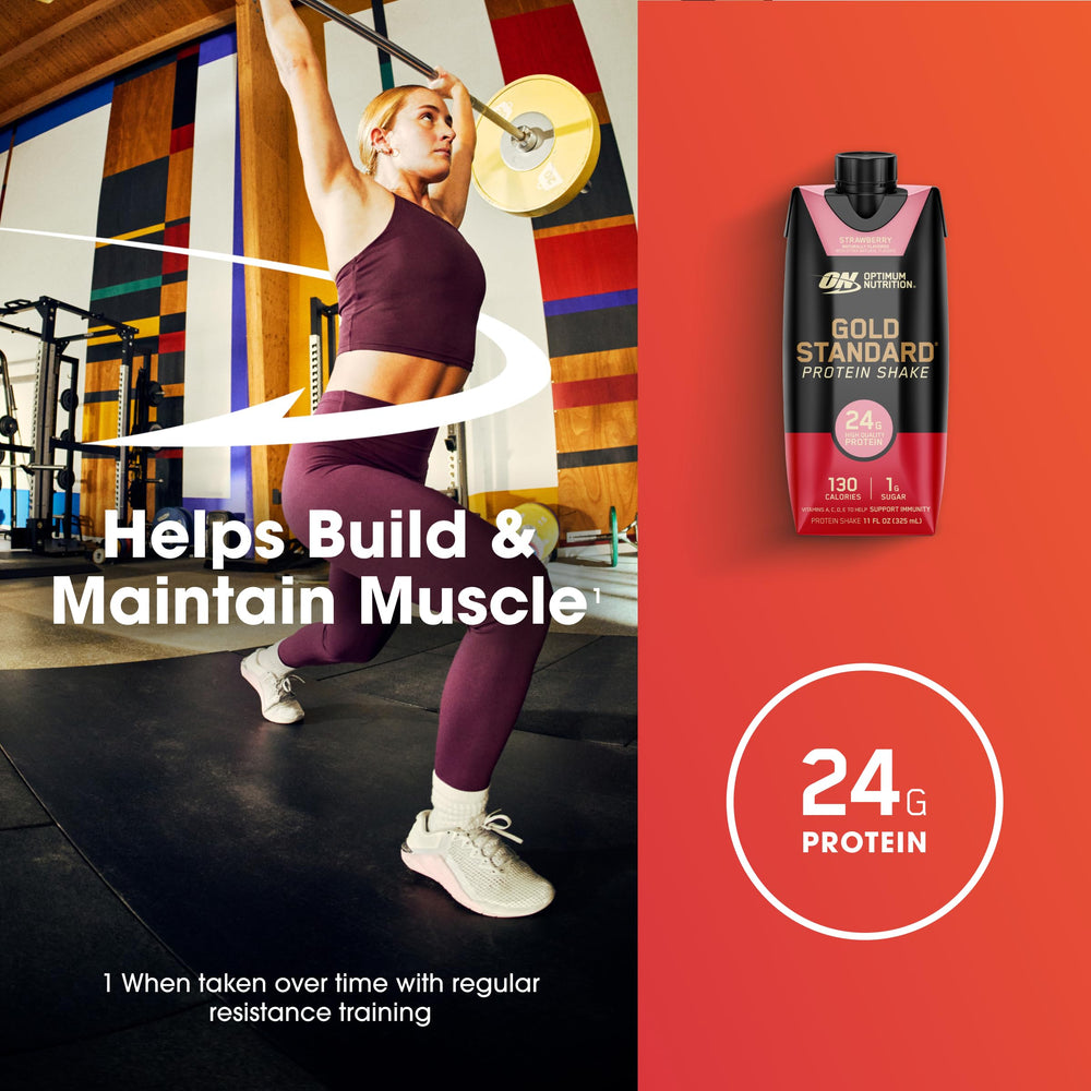 Optimum Nutrition etiqueta nutricional clara que muestra proteínas, azúcares y vitaminas como ventaja informativa