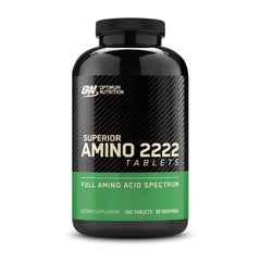 Optimum Nutrition frasco Superior Amino 2222 mostrando envase y beneficio conveniencia