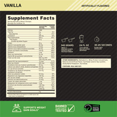 Optimum Nutrition Serious Mass batido preparado en vaso, ideal para reponer calorías tras entrenar