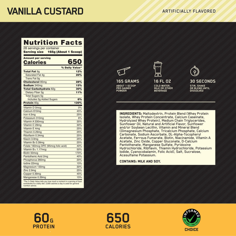 Optimum Nutrition close-up del polvo con textura fina y mezcla homogénea