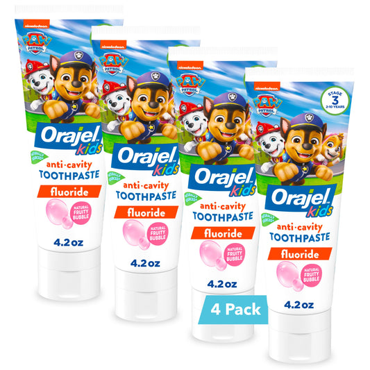 Orajel frente del empaque Paw Patrol mostrando personajes y beneficio anticaries