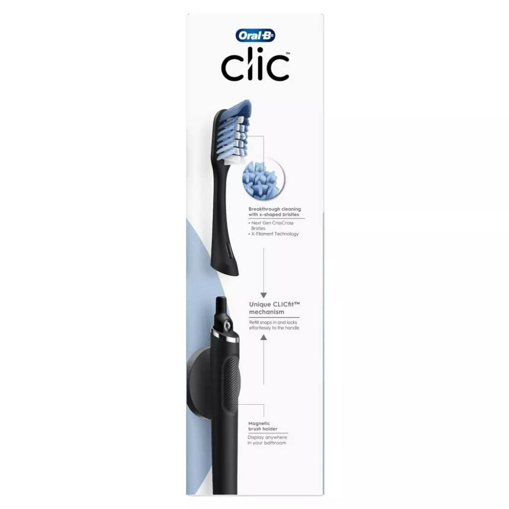 Acabado Onyx Black del mango Oral-B Clic que aporta estilo al baño