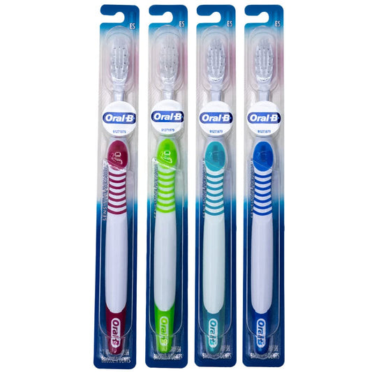 Oral-B cepillo frontal pack de 4 mostrando diseño y colores identificables