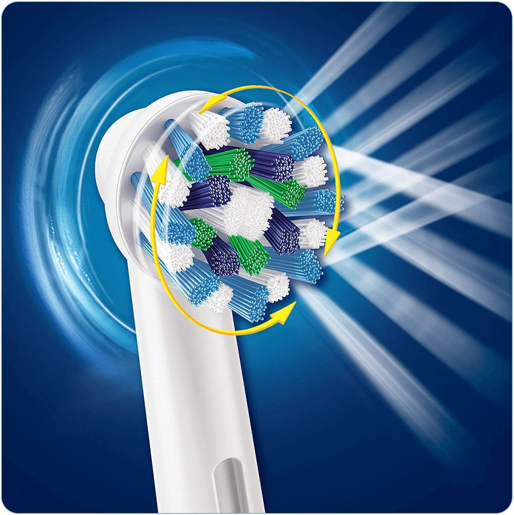 Oral-B empaque abierto con los cuatro recambios listo para uso doméstico