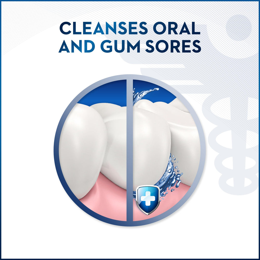 Frasco Oral-B abierto mostrando dosificador y uso seguro