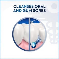 Frasco Oral-B abierto mostrando dosificador y uso seguro