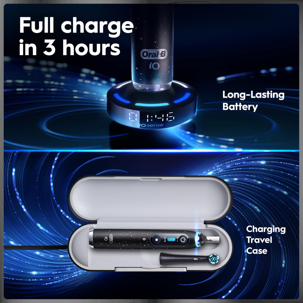 Oral-B iO Series 9 en uso cepillando dientes, guía por IA para mejor cobertura