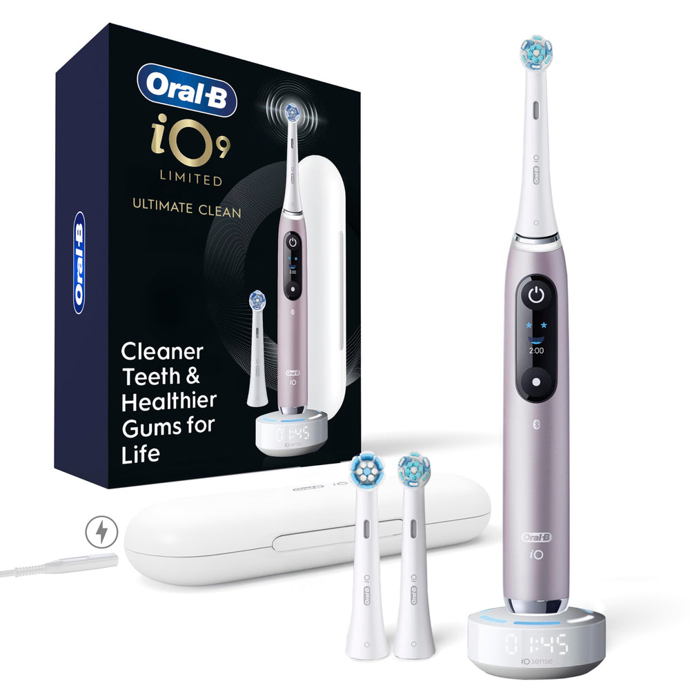 Oral-B iO9 frontal Rose Quartz mostrando diseño elegante y potencia