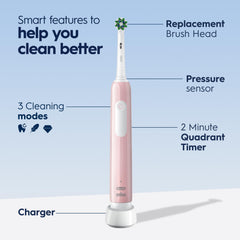 Oral-B Pro 1000 primer plano de cerdas que destaca acción 3D y limpieza precisa